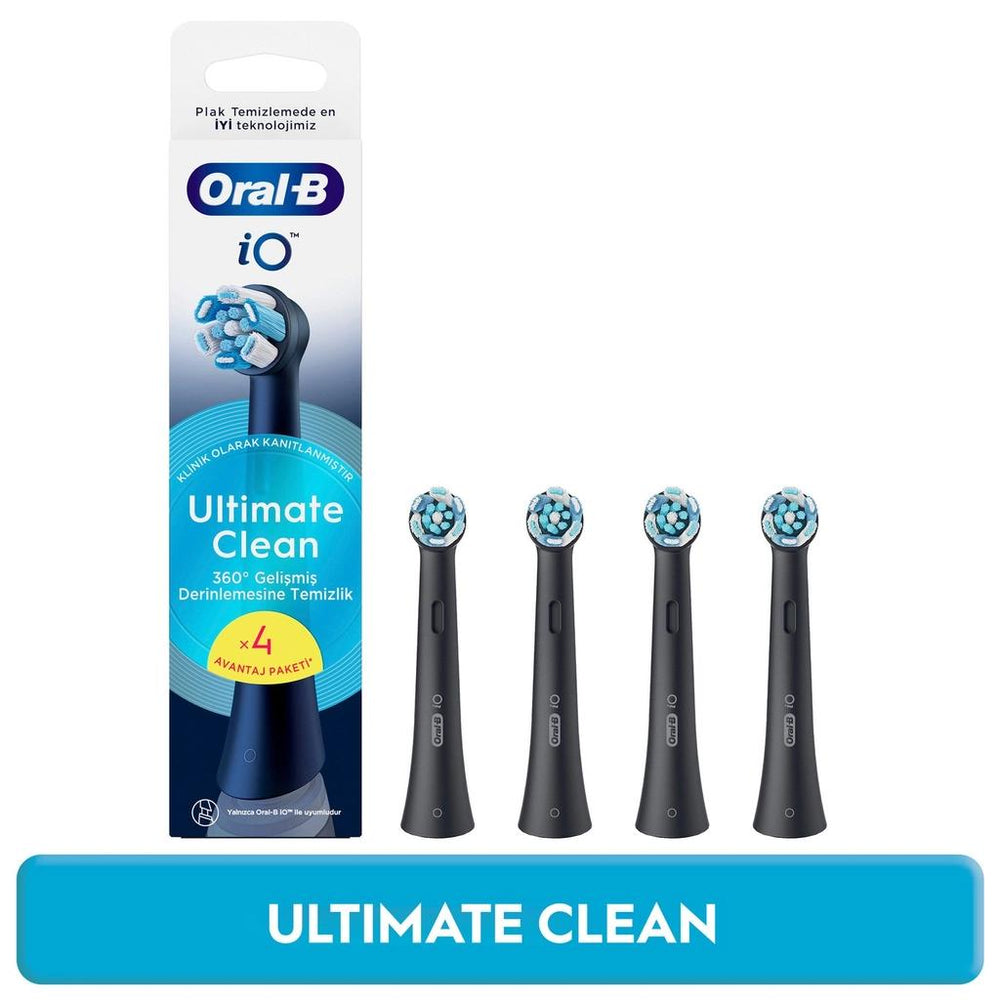 Oral-B iO Ultimate Clean Black Replacement Brush Heads 4-Pack