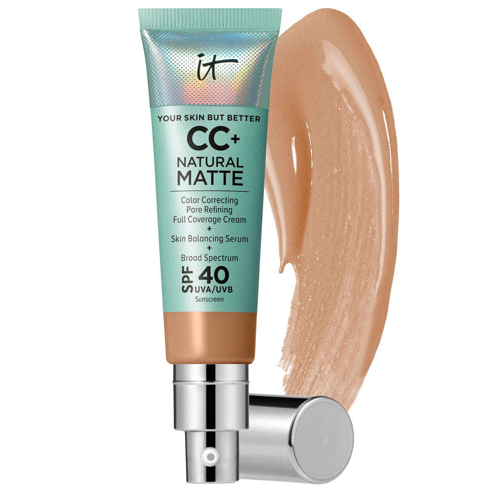 CC+ Cream Natural Matte Foundation with SPF 40 by IT Cosmetics - Full Coverage, Vegan, Non-Comedogenic CC+ Cream Matte Foundation SPF 40 - Vegan & Non-Comedogenic matte foundation, CC cream with SPF 40, vegan foundation, non-comedogenic makeup, full-coverage foundation, oily skin solution, long-lasting makeup, skin hydration, sun protection, beauty essentials, makeup for sensitive skin, acne-prone skin solutions, natural matte finish