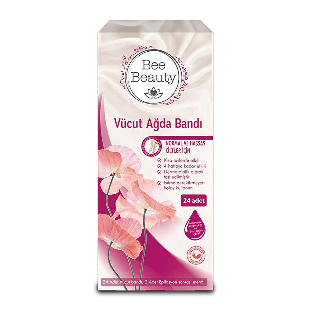 Bee Beauty Body Wax Strips for Effective Hair Removal on Short Hair - 24 Count, Dermatologically Tested, - Skin Care