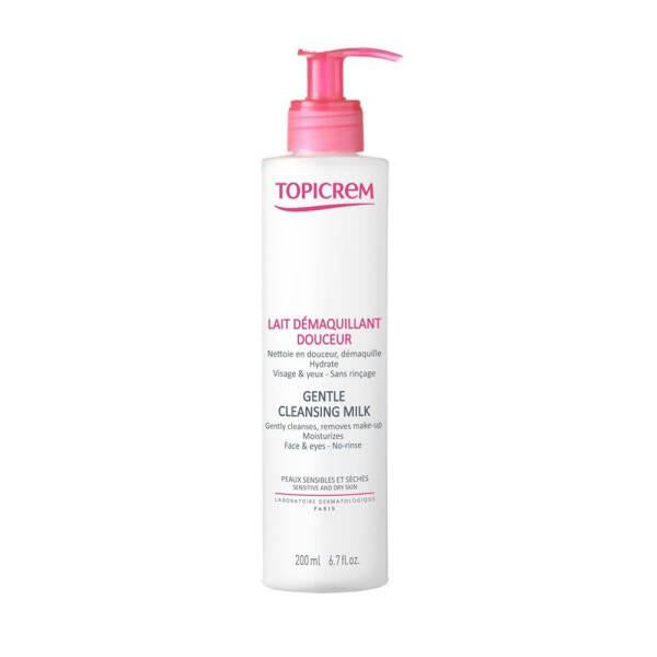 Topicrem Gentle Cleansing Milk 200ml - Paraben-Free Makeup Remover for Dry & Sensitive Skin - Makeup Remover