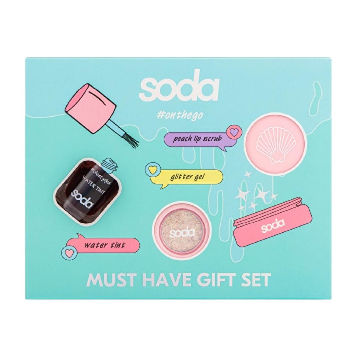 Soda On the Go Makeup Gift Set - Beauty Products for Young Adults, Lip and Cheek Tint, Glitter Gel, Lip Peeling, Cosmetic Starter Kit Soda On the Go Makeup Gift Set - Beauty Essentials makeup gift set, beauty products, on-the-go makeup, lip and cheek tint, glitter gel, lip peeling, cosmetic starter kit, young adults, beauty novice, gift ideas, beauty routine, makeup essentials