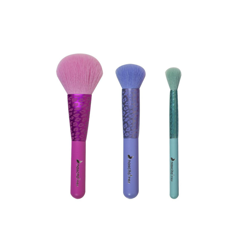 Nascita Professional 3-Piece Makeup Brush Set - Soft Natural-Synthetic Bristles for Flawless Application - Makeup Brush