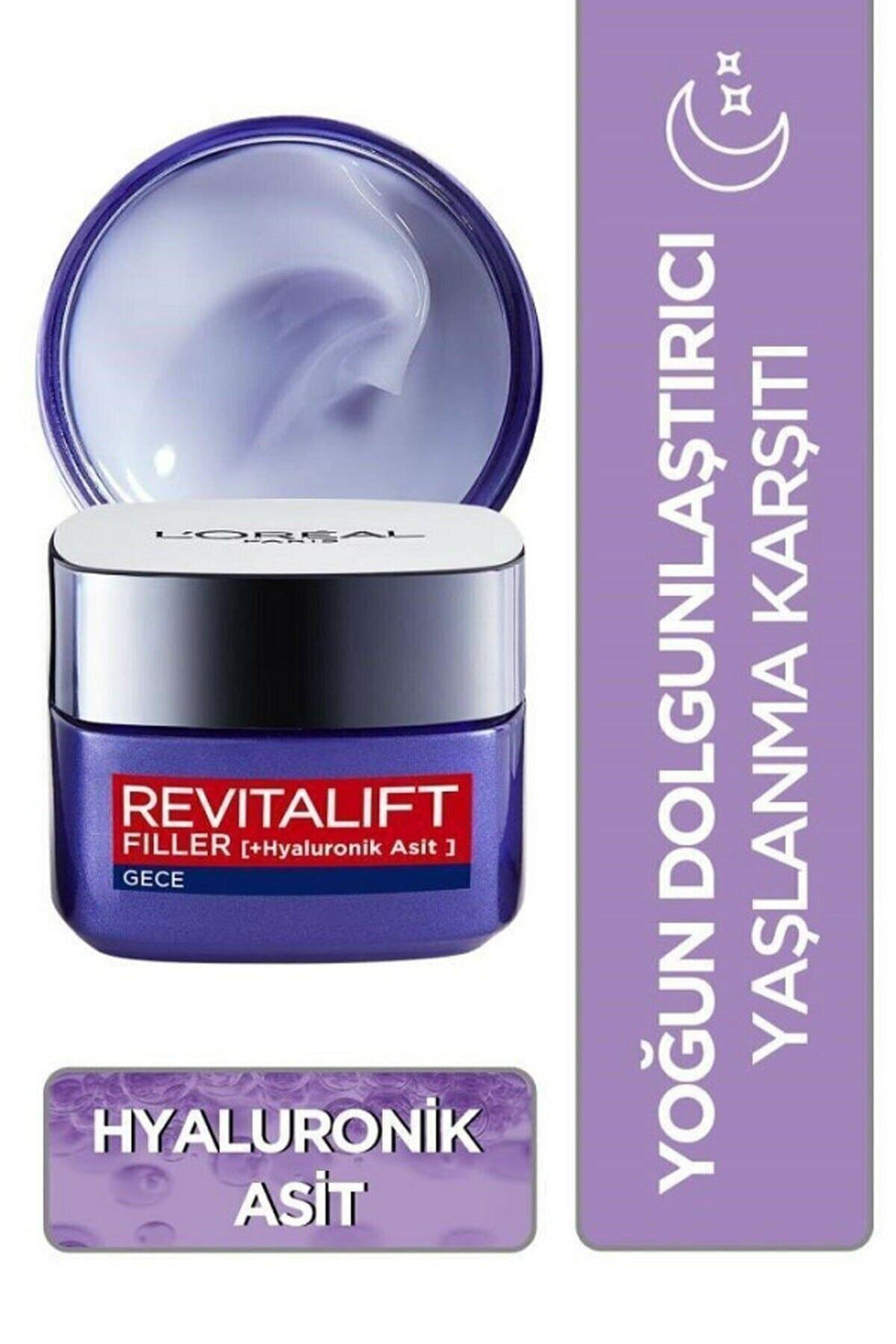 L'Oreal Paris Revitalift Filler Yoğun Dolgunlaştırıcı Yaşlanma Karşıtı Gece Kremi 50ml - Hyaluronik 
