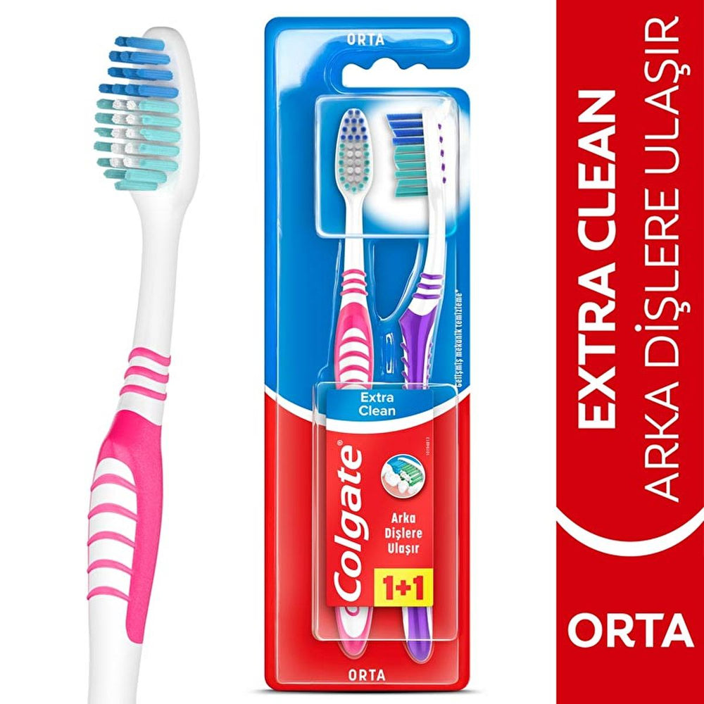 Colgate Extra Clean Manual Toothbrush - Effective Oral Hygiene for Back Teeth, Soft Tongue Cleaner, and - view 6