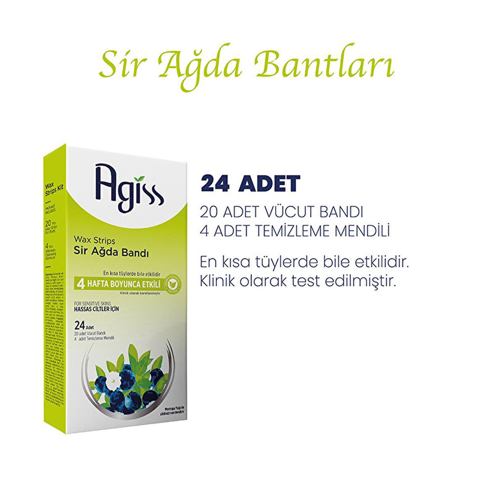 Agiss Sensitive Skin Wax Strips for Body Hair Removal - Gentle, Effective, Natural Ingredients - Skin Care