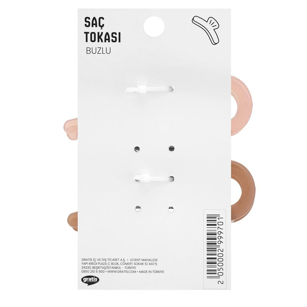 Eklips Frosted Figure Hair Clips Pink &amp; Brown 2-Pack