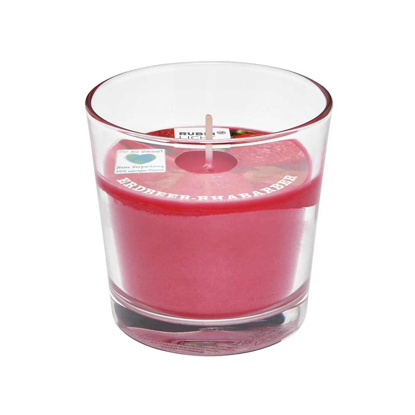 Rubin Licht Strawberry Rhubarb Scented Glass Jar Candle