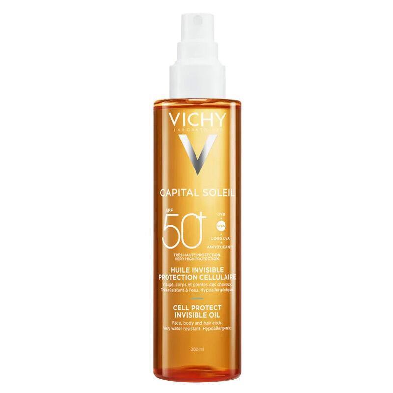 Vichy Capital Soleil Cell Protect Oil Spf 50 - Lightweight Antioxidant Sunscreen Oil for Face and Body - Sunscreen