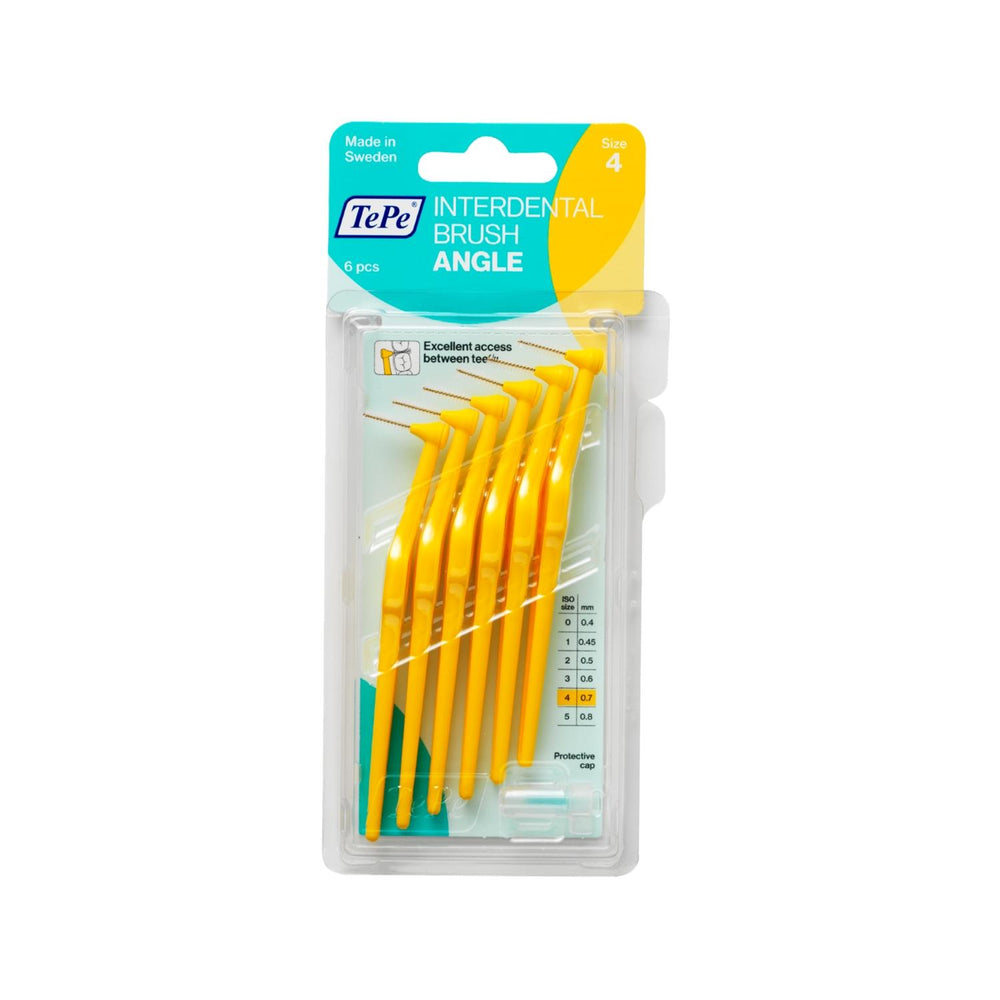 TePe Angel 0.7mm Interdental Brushes - 6 Pack | Yellow Gentle Gum Cleaning Brush for Tight Spaces & Orthodontic Appliances TePe Angel Interdental Brush 0.7mm - Clean Tight Spaces TePe interdental brush, 0.7 mm interdental brush, yellow interdental brush, interdental brush for tight spaces, gum cleaning brush, TePe Angel brush, interproximal brush, dental cleaning brush, interdental brush, oral hygiene, gum health, plaque removal, dental care, tight spaces, orthodontic appliances, braces cleaning, sensitive 