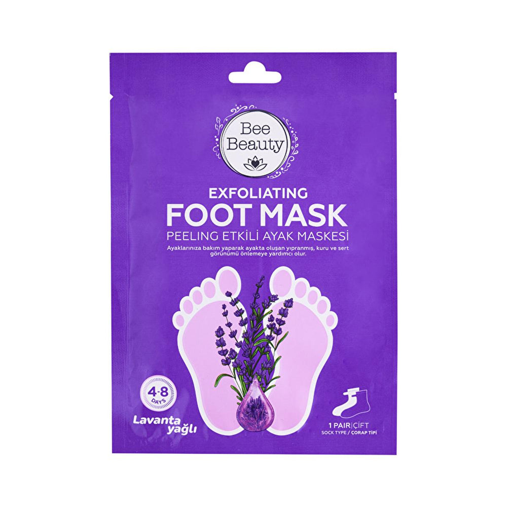 Bee Beauty Exfoliating Lavender Foot Mask for Dry Skin Care - Softens & Smoothes Rough Feet, 4-8 Day Exfoliation - Exfoliator