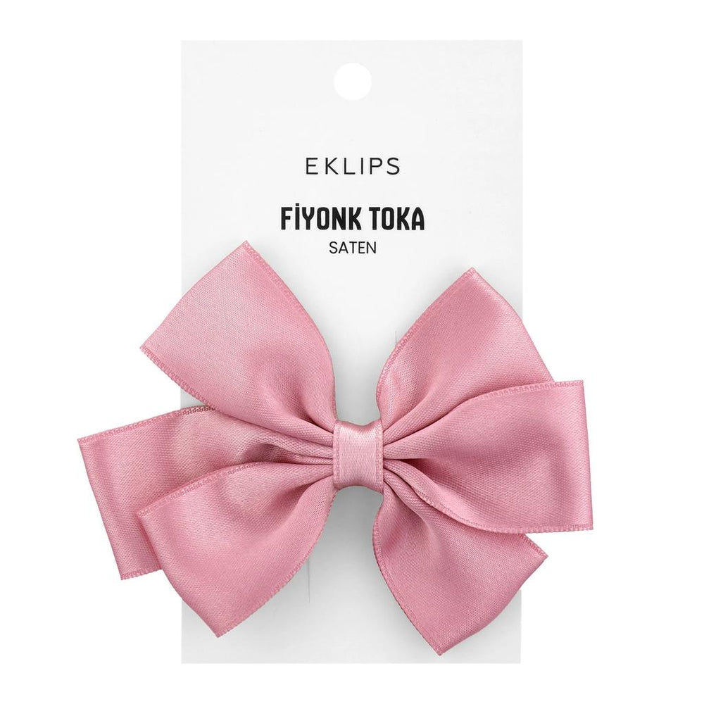 Eklips Satin Bow Ribbon Hair Clip for Elegant Styling, Powder Pink