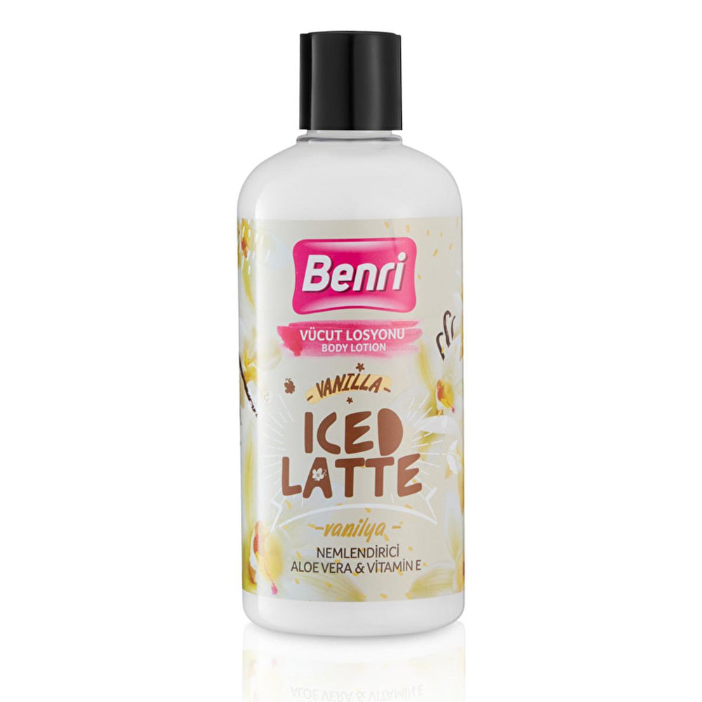 Benri Vanilla Iced Latte Body Lotion 500ml - Moisturizing, Non-Greasy, and Hydrating for Dry Skin - Face Cream