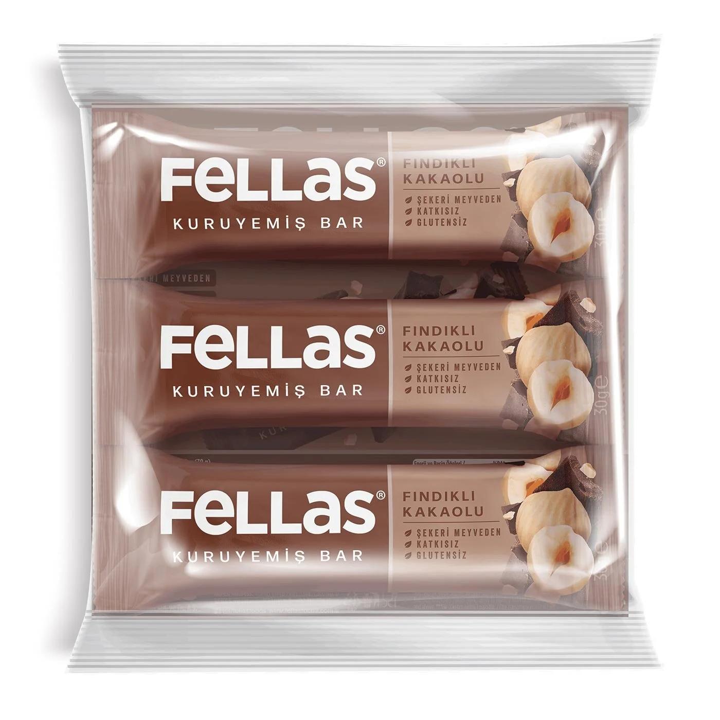 Fellas Hazelnut Cocoa Nut Bar Delicious Snack 3 x 30g