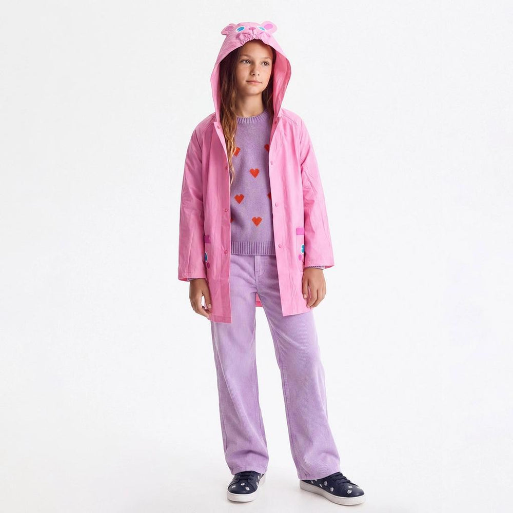 Eklips Kids Pink Figure Print Raincoat for Children - Waterproof Rain Jacket