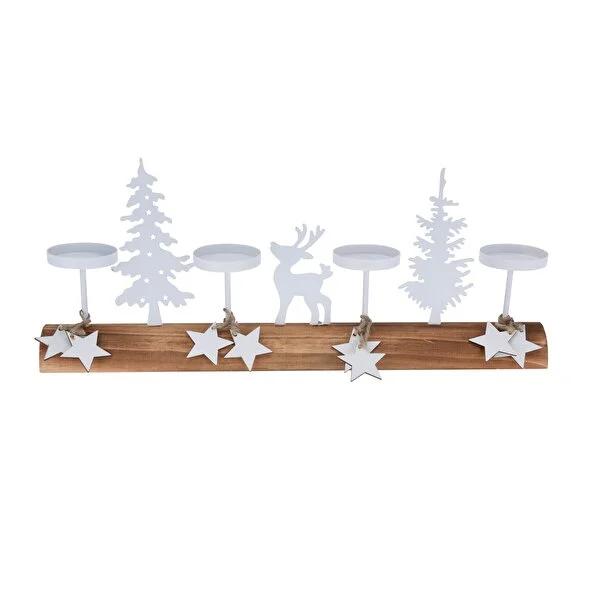 Koopman Tealight Holder Xmas Scene: Festive Christmas Decoration - 15.75" Wooden Candle Holder for Holiday Decor & Cozy Atmosphere Koopman Tealight Holder - Christmas Decoration, Xmas Scene tealight holder, Christmas decoration, Xmas scene, holiday decor, wooden tealight holder, festive tealight candle holder, Christmas scene decoration, tabletop Christmas decor, Xmas scene Design, holiday atmosphere, Christmas season, decorative piece, mantelpiece, table display, classic aesthetic, timeless aesthetic, dura
