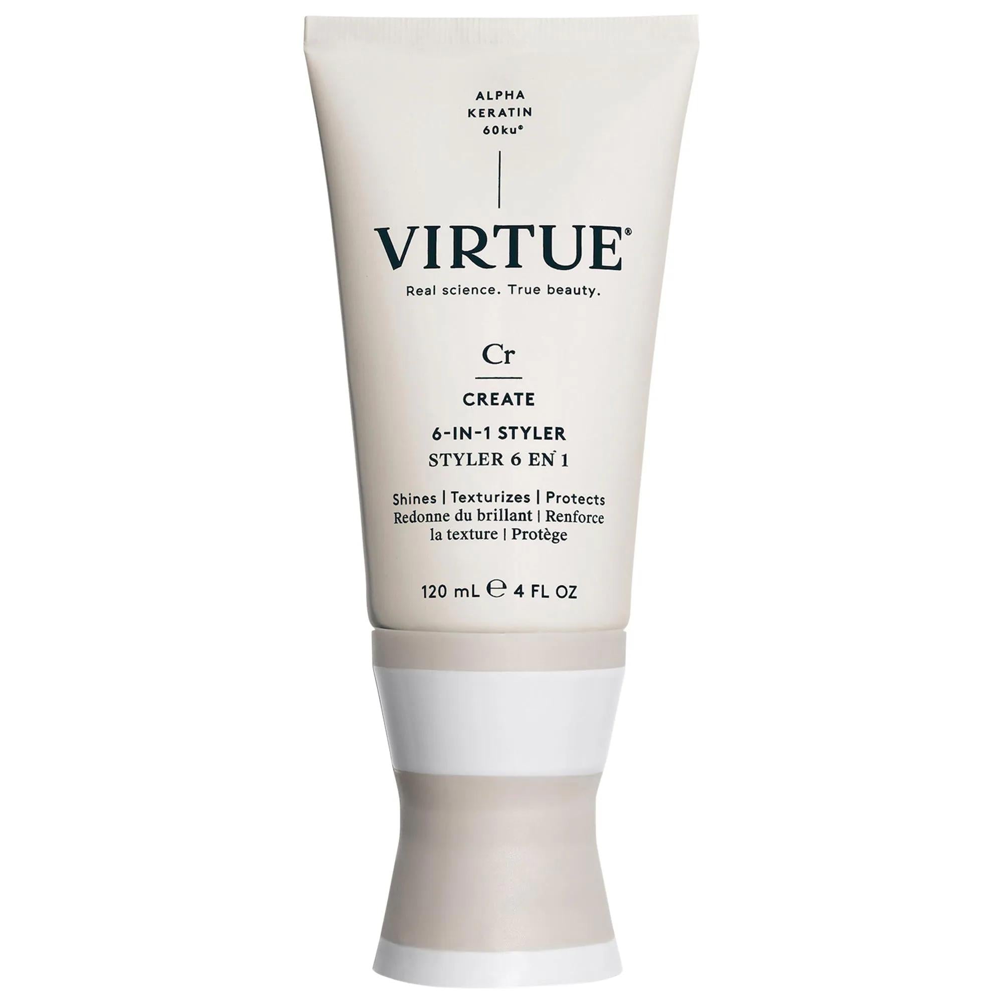 Virtue 6-in-1 Vitamin E Hair Smoothing Styler: Heat Protection, Frizz Control & Shine Booster for Damaged Hair | Vegan & Cruelty-Free Virtue Hair Styler: Frizz Control, Heat Protection & Shine hair styling cream, vitamin e hair cream, hair smoothing styler, heat protection hair product, frizz control hair cream, vegan hair styling, cruelty-free hair products, hair shine booster, damaged hair repair, Alpha Keratin hair treatment, hair cream, hair styler, hair treatment, heat protectant, frizz control, smooth