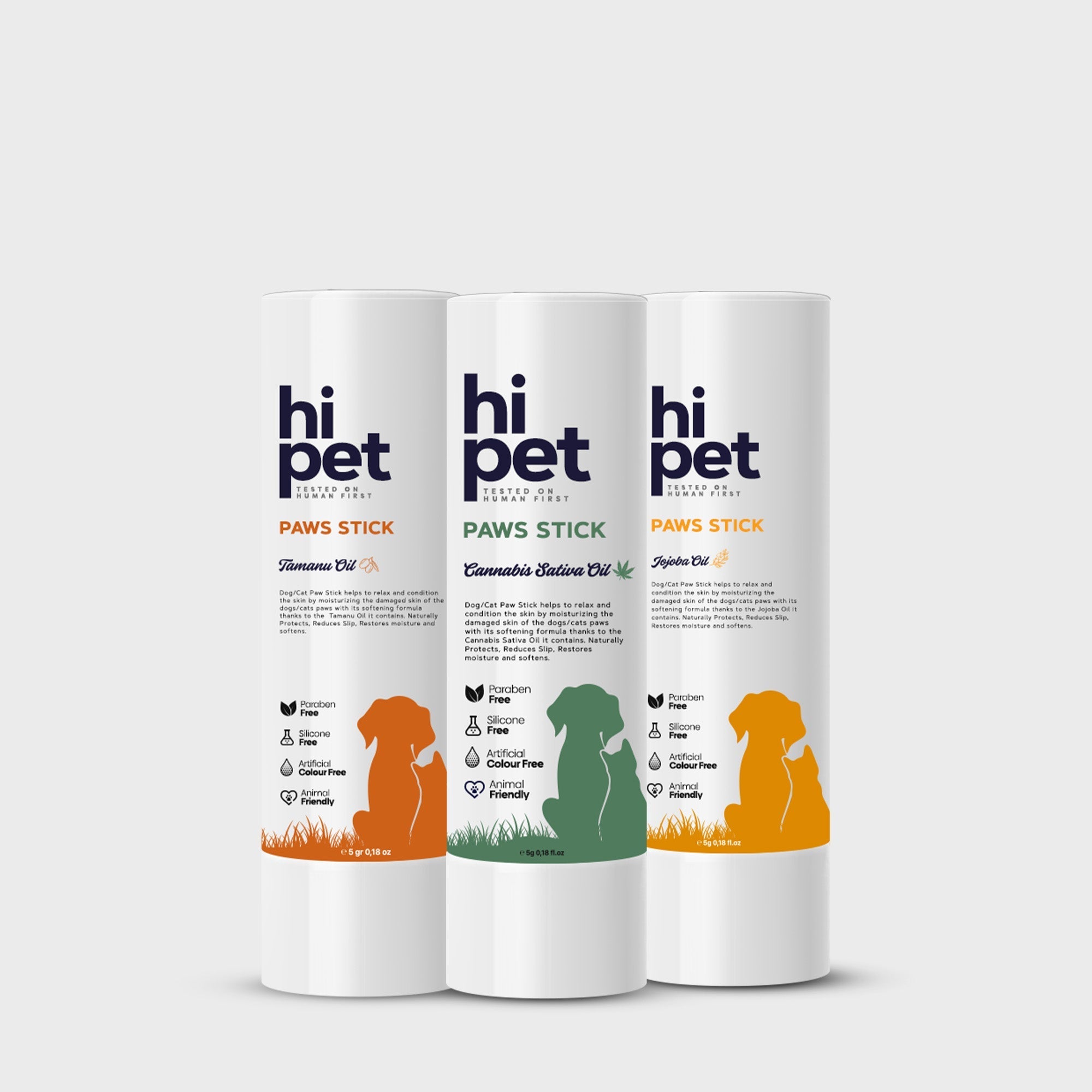 HiPet Paw Stick Care Set, Hemp Extract + Jojoba + Tamanu Oil Paw &amp; Nose Balms, 3-Piece Bundle