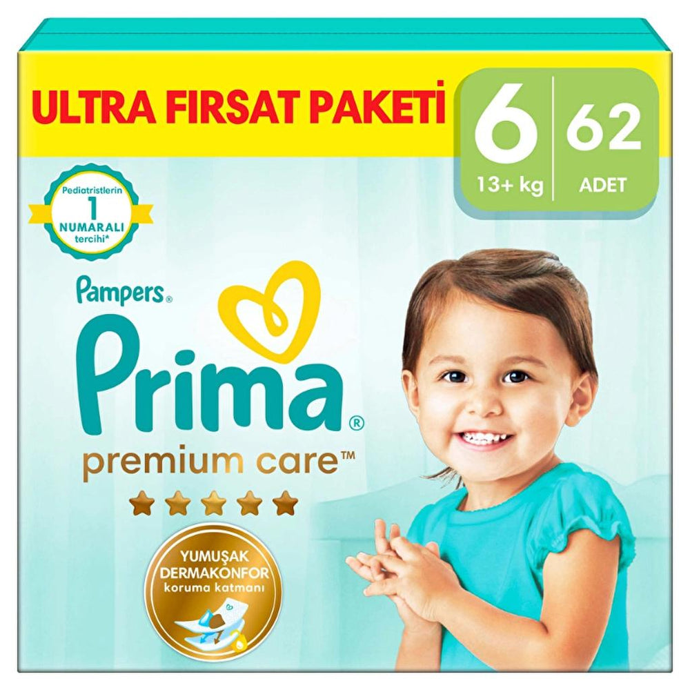 Pampers Premium Care Size 6 Diapers Ultra Pack 62 Count