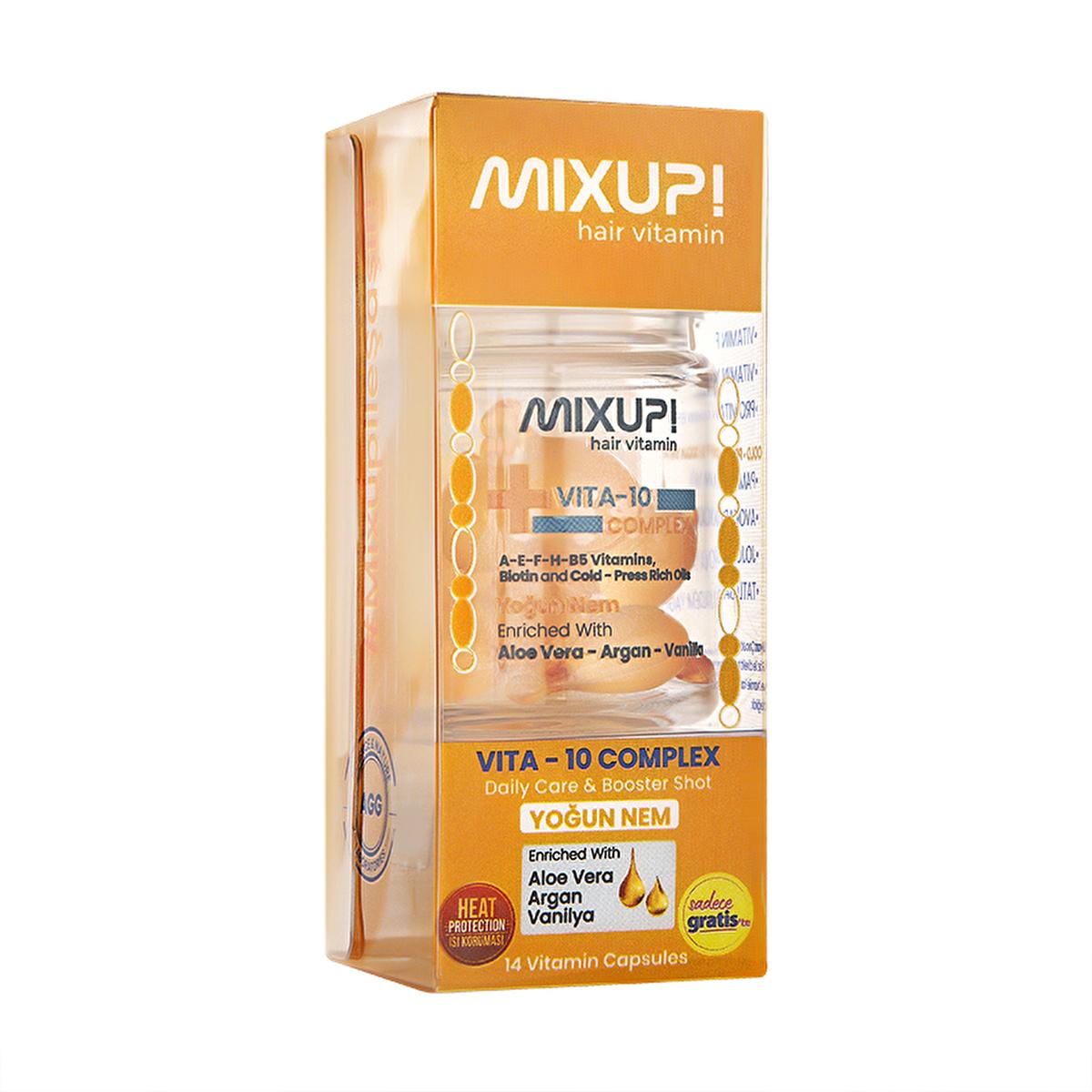 mixup-vita-10-hair-vitamin-booster, mixup-hair-vitamin-capsules, dry-hair-care-solution Mixup! Vita 10 Complex Hair Vitamin & Booster for Dry, Damaged Hair | 30 ct Mixup! Vita 10 Complex Hair Vitamin Booster hair-vitamin, hair-booster, dry-hair-care, argan-oil, aloe-vera, vitamin-a, vitamin-e, heat-protection, mixup, ai-generated