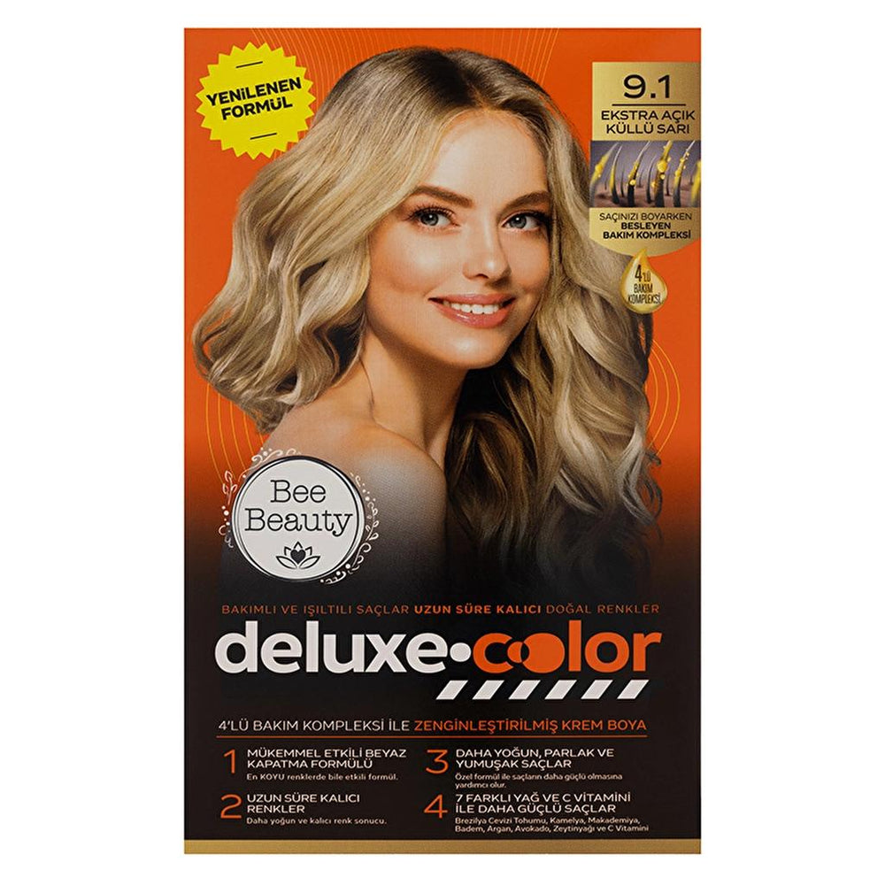 Bee Beauty Deluxe Color Kit Hair Dye 9.1 Extra Light Ash Blonde
