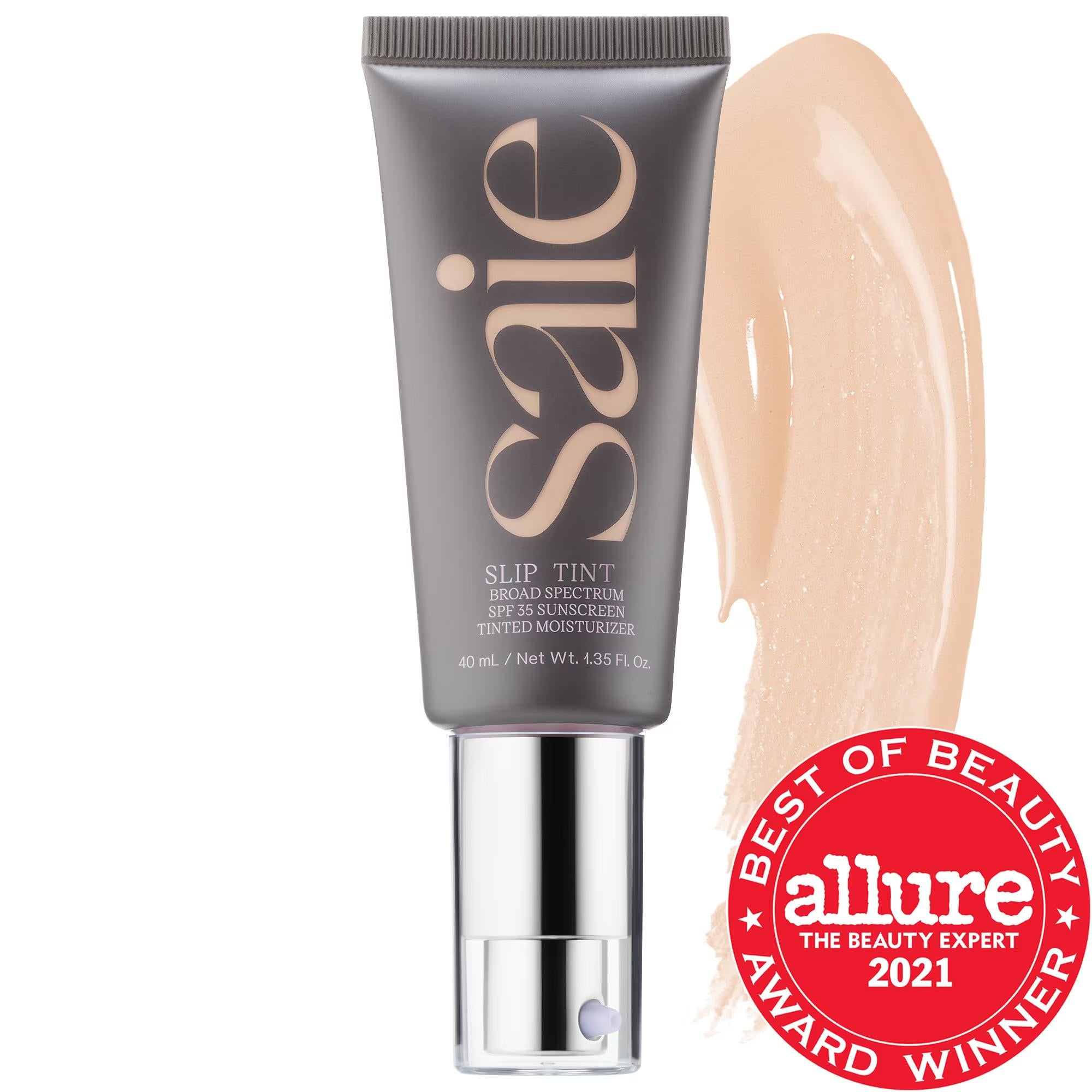 Saie Slip Tint - Lightweight Tinted Moisturizer with SPF 35, Hyaluronic Acid &amp; Mineral Zinc Oxide for Natural Dewy Coverage Saie Slip Tint: Tinted Moisturizer with SPF 35 &amp; Hyaluronic Acid tinted moisturizer, SPF 35, non-comedogenic, hyaluronic acid, mineral zinc oxide, gluten-free, cruelty-free, recyclable packaging, natural makeup coverage, sensitive skin friendly, dewy finish, lightweight, liquid formulation, clean beauty, sustainable beauty, everyday makeup, natural look, multi-tasking makeup