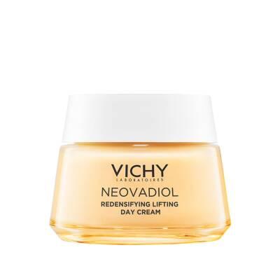 vichy neovadiol day cream 50ml for dry skin, close-up of vichy neovadiol cream texture, vichy neovadiol cream on hand Vichy Neovadiol Day Cream - Dry Skin | 50ml Vichy Neovadiol Day Cream for Dry Skin - 50ml vichy, day-cream, dry-skin, mature-skin, anti-aging, moisturizer, skin-care, hydration, hypoallergenic, ai-generated