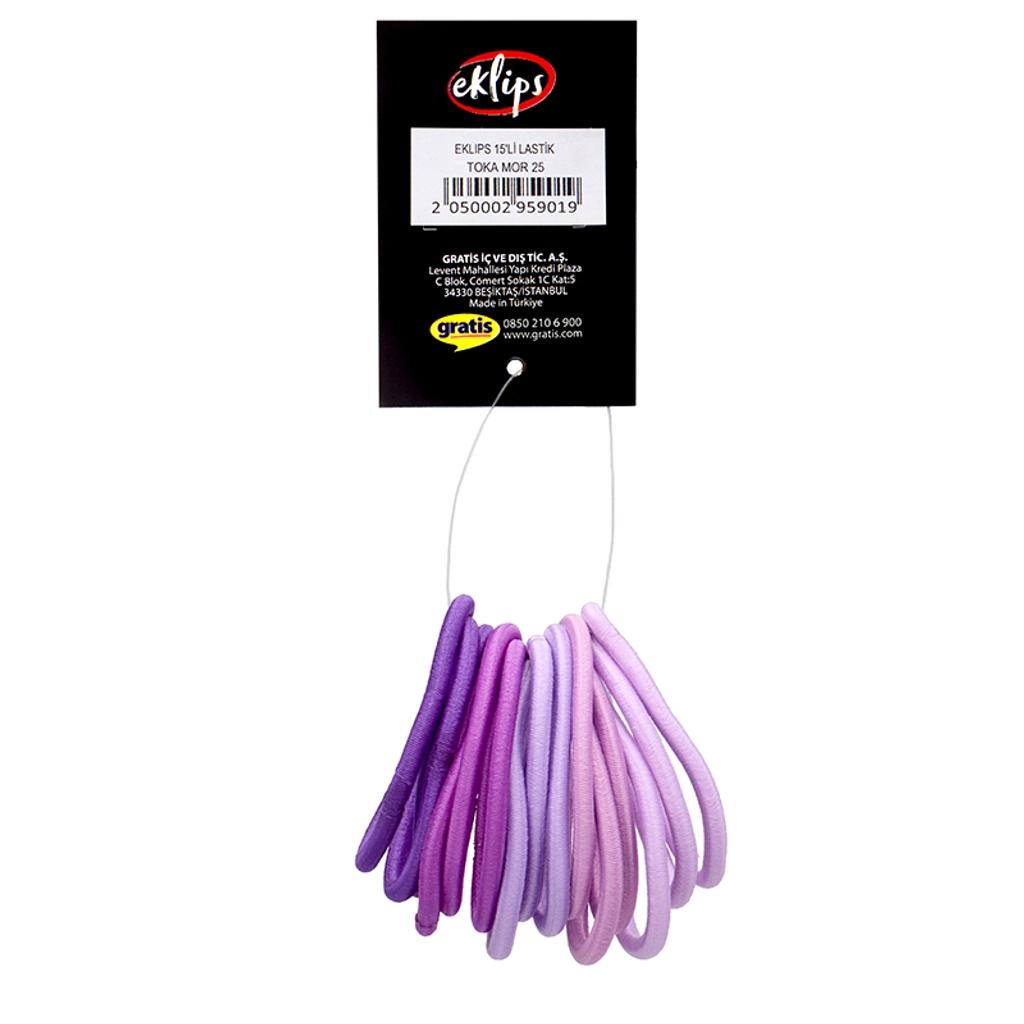 Eklips Purple Elastic Hair Ties Gentle Hold 15-Pack