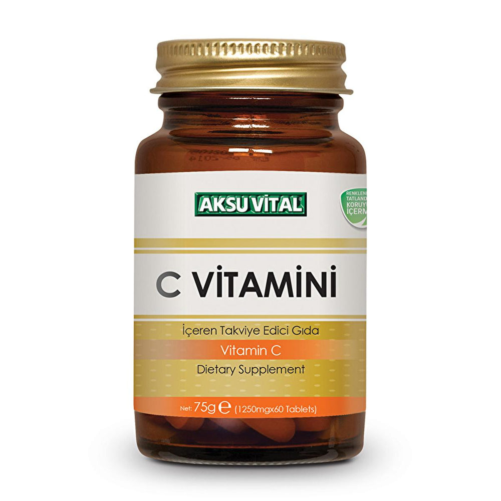 Aksu Vital Vitamin C 60 Tablets - Immune Support Supplement with Vitamin C, Zinc & D3 - Vitamin & Supplement