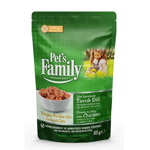 Pet's Family Adult Cat Food Pouch Chicken Flavor - 85g, No Preservatives, Convenient Serving Pet's Family Adult Cat Food - Healthy & Convenient cat food, adult cat food, chicken flavor cat food, pouch cat food, gravy cat food, pet food, natural cat food, no preservatives cat food, convenient cat food, healthy cat food, single serving cat food, travel cat food, customizable cat food serving
