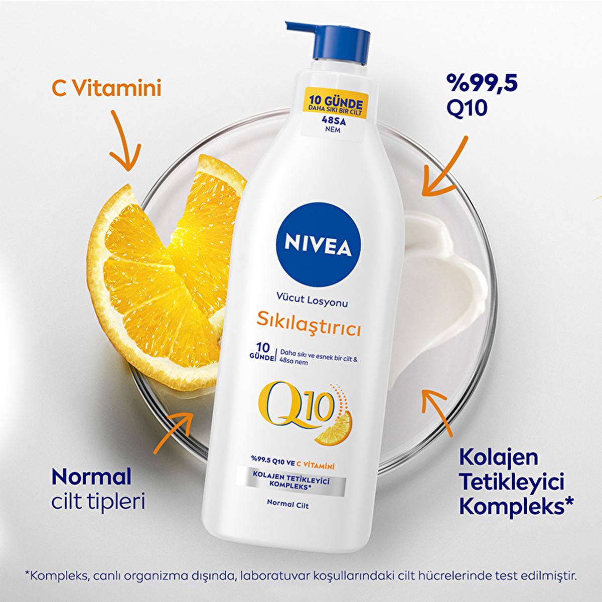 nivea q10 plus c firming body lotion packaging, nivea body lotion texture, nivea body lotion application on skin NIVEA Q10 + C Firming Body Lotion - Enhanced Elasticity for All Skin Types | 13.5 fl. oz. NIVEA Q10 + C Firming Body Lotion - 48 Hours Hydration nivea, body-lotion, firming-lotion, hydration, q10-vitamin-c, skin-care, all-skin-types, moisturizer, daily-care, ai-generated