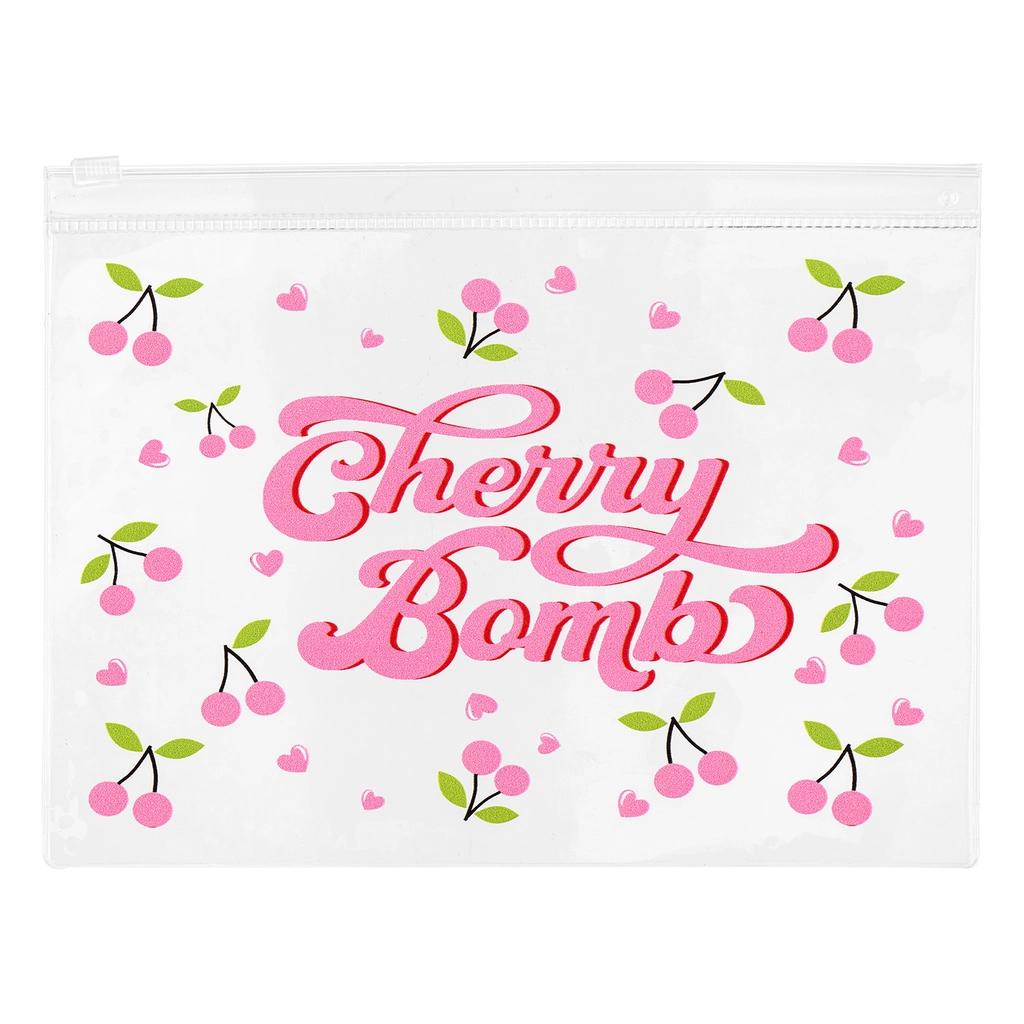 Eklips Cherry Print Transparent Clutch Bag for Cosmetics