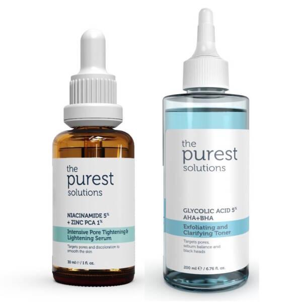 The Purest Solutions Skincare Set - Pore Tightening, Lightening, and Exfoliating for Uneven Skin Tone - - Face Serum