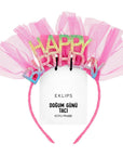 Eklips Happy Birthday Crown Dark Pink Party Headband