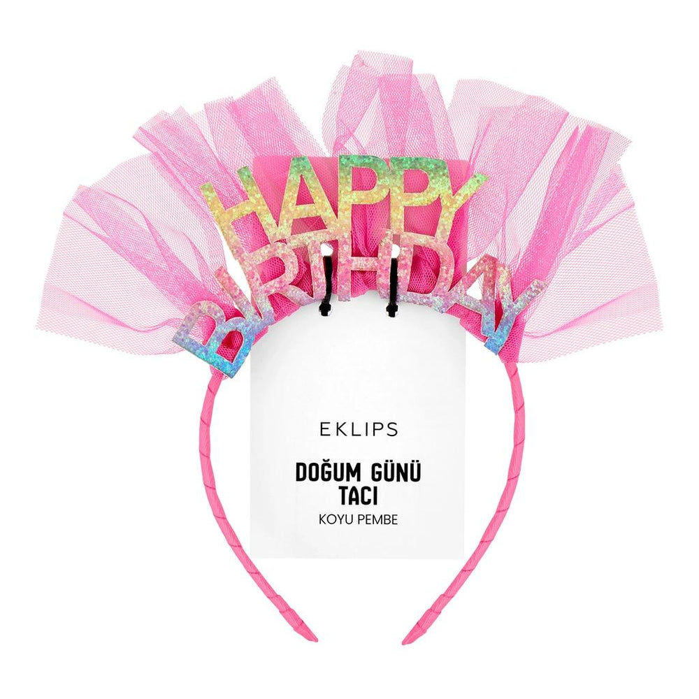 Eklips Happy Birthday Crown Dark Pink Party Headband
