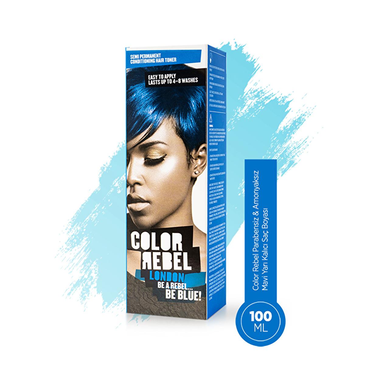 Color Rebel London Semi-Permanent Hair Dye - Paraben-Free, Ammonia-Free, Cruelty-Free Mavi 100 ml Color Rebel London Semi-Permanent Hair Dye - Paraben & Ammonia Free semi-permanent hair dye, paraben-free hair dye, ammonia-free hair color, cruelty-free hair dye, chemical-free hair coloring, vegan hair dye, gentle hair coloring, cleaner beauty hair products, Mavi hair dye, Color Rebel London