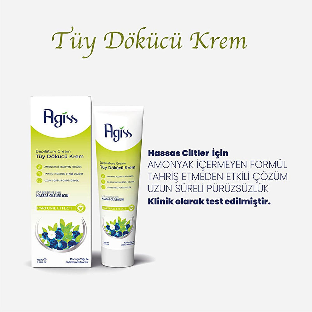Agiss Hair Removal Cream for Sensitive Skin - 3.38 fl oz, Ammonia-Free, Clinically Tested - Skin Care