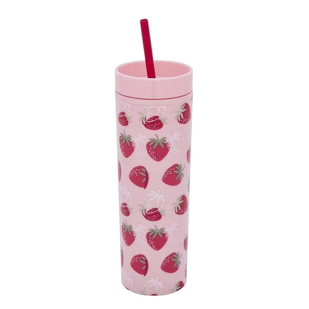 Ideenwelt Strawberry Straw Water Bottle for Easy Sipping 450 ml