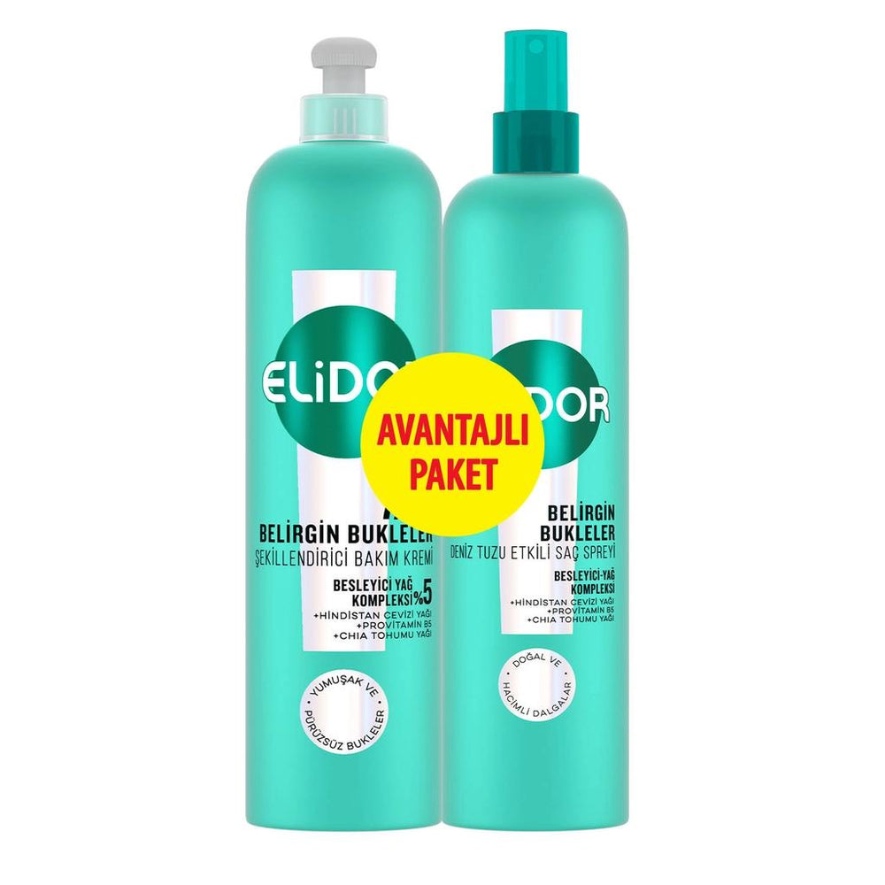 Elidor Belirgin Bukleler Styling Care Cream 240 ml + Sea Salt Spray 190 ml