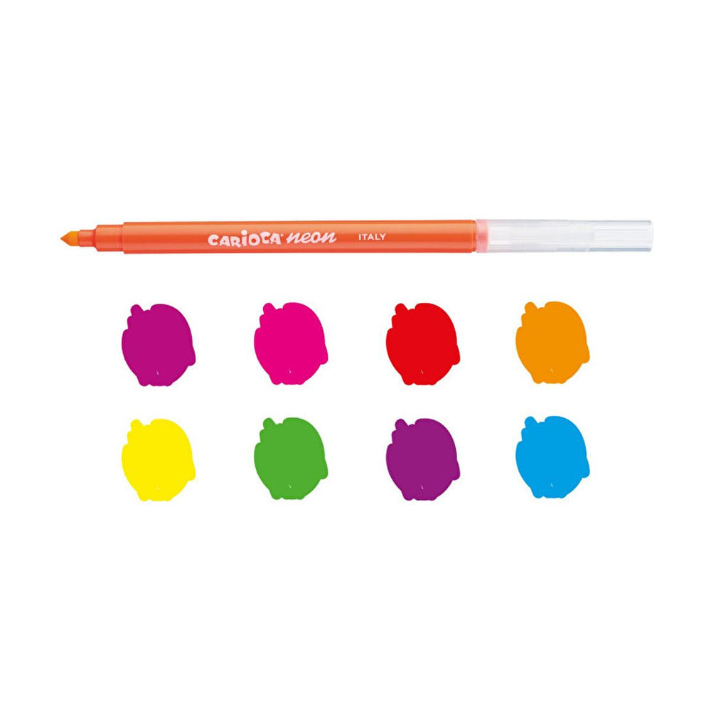 Carioca Washable Neon Marker Pens - 8-Pack, Vibrant Fluorescent Colors for Kids and Artists - Fragrance