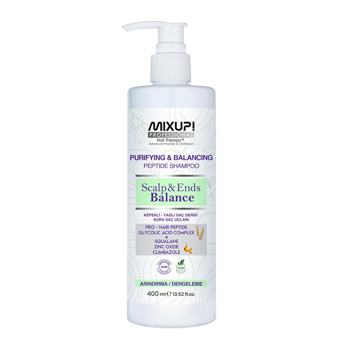 mixup scalp and ends balance shampoo bottle, mixup peptide shampoo for oily hair Mixup! Scalp & Ends Balance Peptide Shampoo - Effective Dandruff & Oily Hair Treatment | 13.5 fl. oz. Mixup! Scalp & Ends Balance Shampoo - Dandruff Care mixup, scalp-care, dandruff-treatment, hair-care, peptide-shampoo, oily-hair, hair-nourishment, anti-dandruff, moisturizing, ai-generated