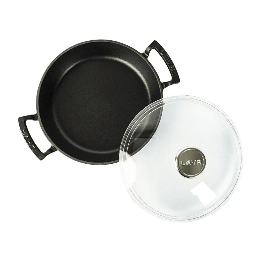 Lava Cast Iron Cookware - Round Cast Iron Pot with Glass Lid, 52.78 fl oz - Durable, Heat Retention, Induction - view 2