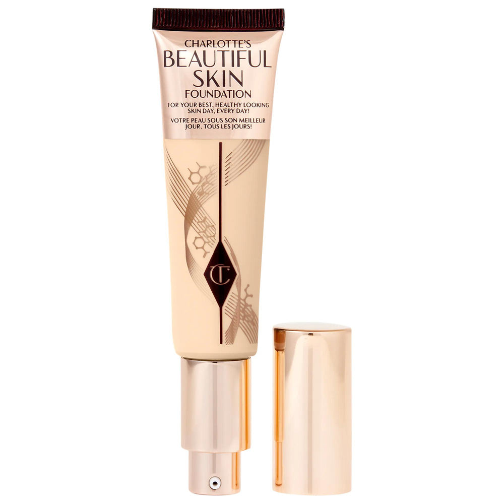 Charlotte Tilbury Beautiful Skin Medium Coverage Liquid Foundation with Hyaluronic Acid - Vegan, Cruelty-Free, 16-Hour Wear Charlotte Tilbury Liquid Foundation - 16Hr Wear, Vegan & Cruelty-Free Liquid Foundation, Medium Coverage Foundation, Hyaluronic Acid Foundation, Skincare-Infused Makeup, Vegan Cruelty-Free Foundation, Natural Glow Foundation, Long-Lasting Foundation, Charlotte Tilbury, Beauty, Makeup, Face Makeup, Foundation Makeup, Skincare, Hydrating Foundation, Smooth Foundation, Brightening Foundat
