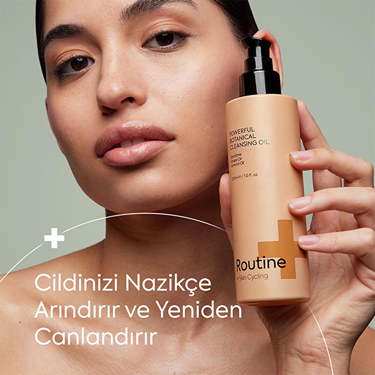 Routine+ Botanik Makyaj ve Yüz Temizleme Yağı 200 ml - Natural Face Cleanser & Makeup Remover for Sensitive Skin Routine+ Botanik Cleansing Oil - Natural Makeup Remover botanical cleansing oil, natural face cleanser, vegan skincare, sensitive skin friendly, makeup remover, cruelty-free beauty products, paraben-free, synthetic fragrance-free, PEG-free, gentle skincare, nourishing cleanser