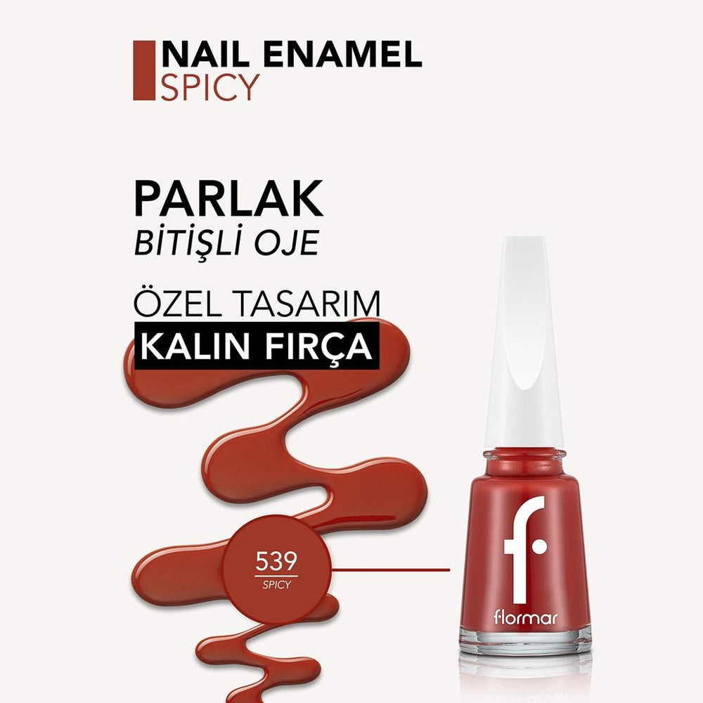 Flormar Nail Enamel Pigmented Polish 539 Spicy Glossy Finish