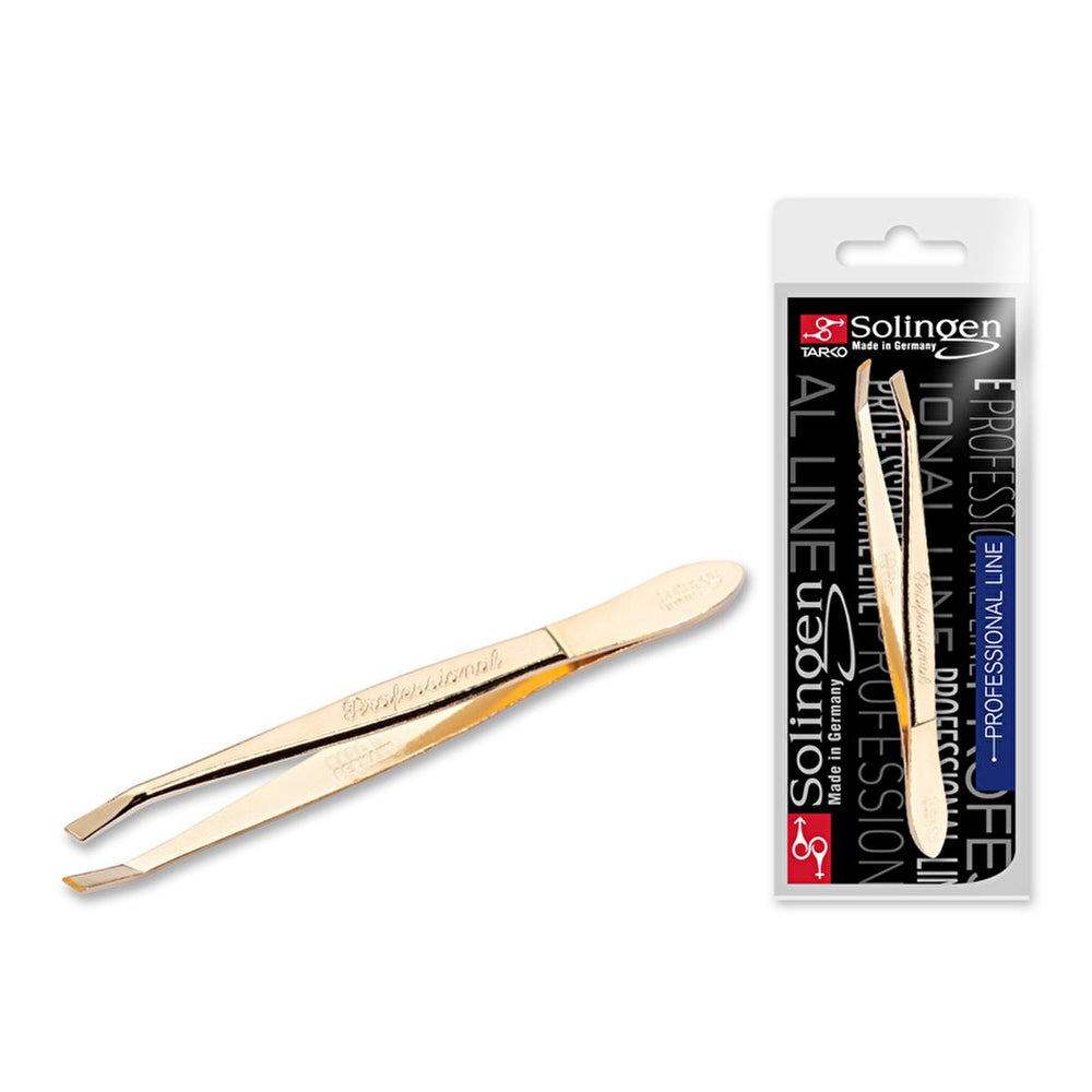 Solingen Gold Plated Tweezers for Precise Eyebrow Shaping and Grooming - High Quality, Luxurious Feel - Eyebrow Pencil