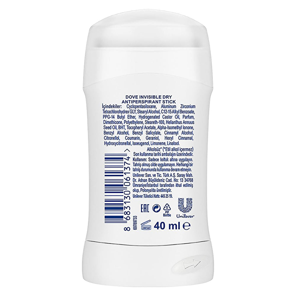 Dove Invisible Dry Antiperspirant Deodorant Stick for Women - 48 Hour Protection, Stain-Free, Moisturizing - - view 7