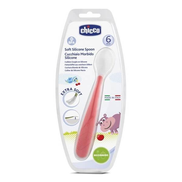 Chicco Baby Spoon - Soft Silicone Weaning Spoon for Babies 6 Months+, BPA-Free, Ergonomic Design - Baby Care
