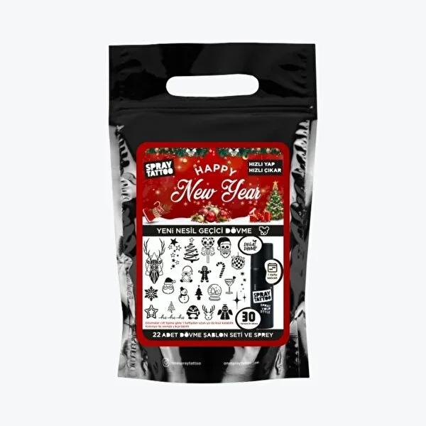 One Spray Temporary Tattoo Happy New Year Pack - Easy Apply, Waterproof &amp; Organic - Temporary Tattoo Spray Set One Spray Temporary Tattoo Spray Set temporary tattoo spray, organic tattoo ink, New Year tattoo set, waterproof temporary tattoos, easy apply tattoo spray, temporary body art, festival accessories, celebration ideas, non-committal tattoos, natural tattoo products