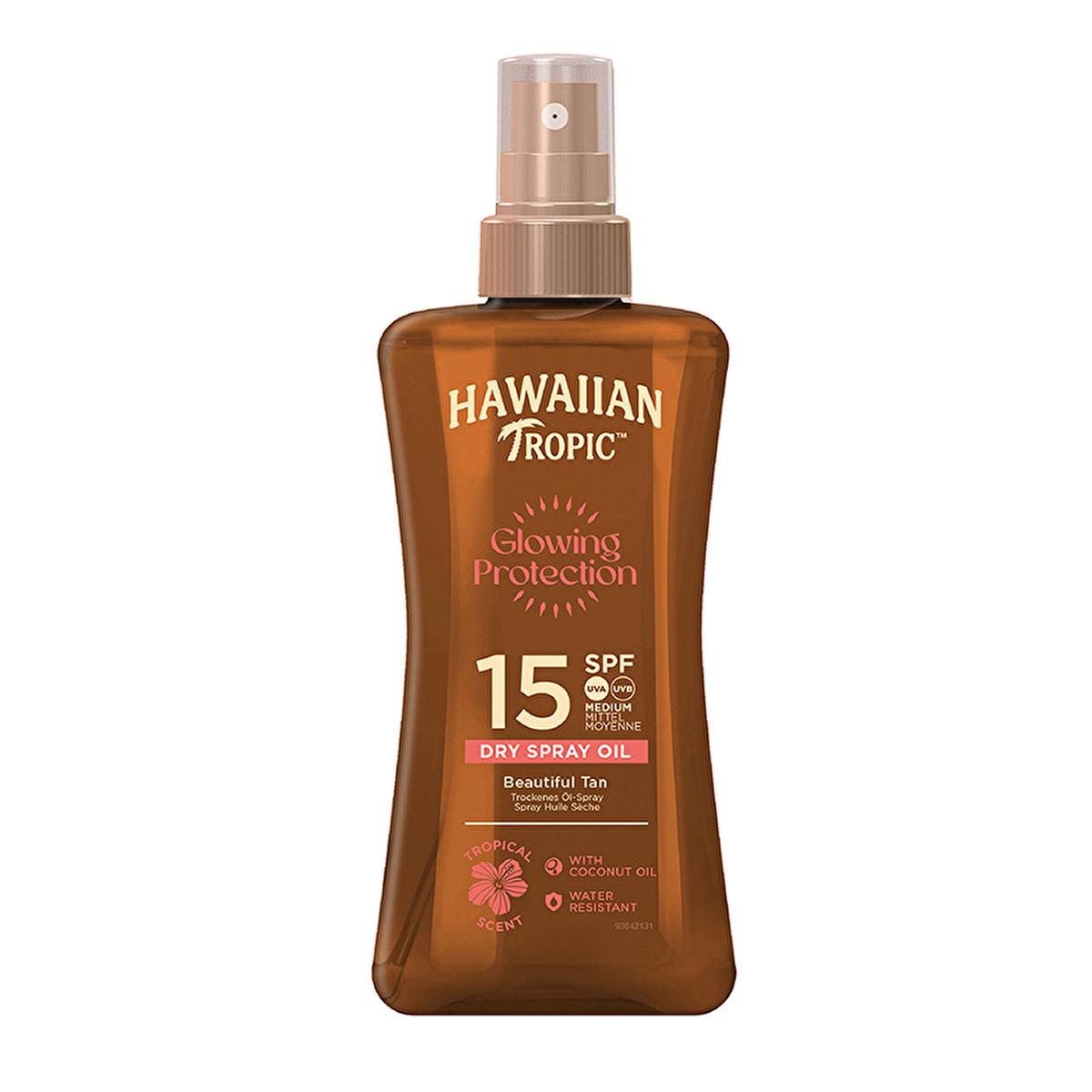 Hawaiian Tropic SPF 15 Dry Spray Tanning Oil: Protect & Bronze with Coconut & Aloe, Vegan & Cruelty-Free Sunscreen - Water Resistant Hawaiian Tropic SPF 15 Dry Oil: Bronze & Protect! Hawaiian Tropic SPF 15, dry spray tanning oil, sunscreen oil, coconut oil sunscreen, vegan sunscreen, cruelty-free sunscreen, water resistant sunscreen, bronzing sunscreen, sun protection oil, tanning oil, SPF 15, coconut oil, aloe vera, dry oil, water resistant, vegan, cruelty-free, recycled packaging, sun protection, tanning,