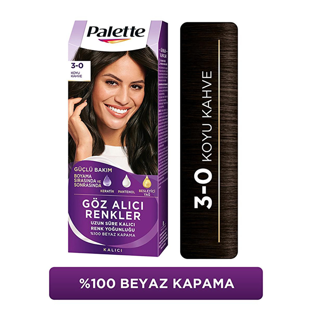 Palette Hair Dye - 3-0 Dark Brown with Keratin & Nourishing Oils for Vibrant Color - view 8